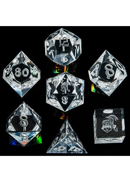 Captured Magic Sharp Resin Dice - White Crystal